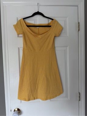 Old Navy Yellow Striped Off-Shoulder Mini Dress